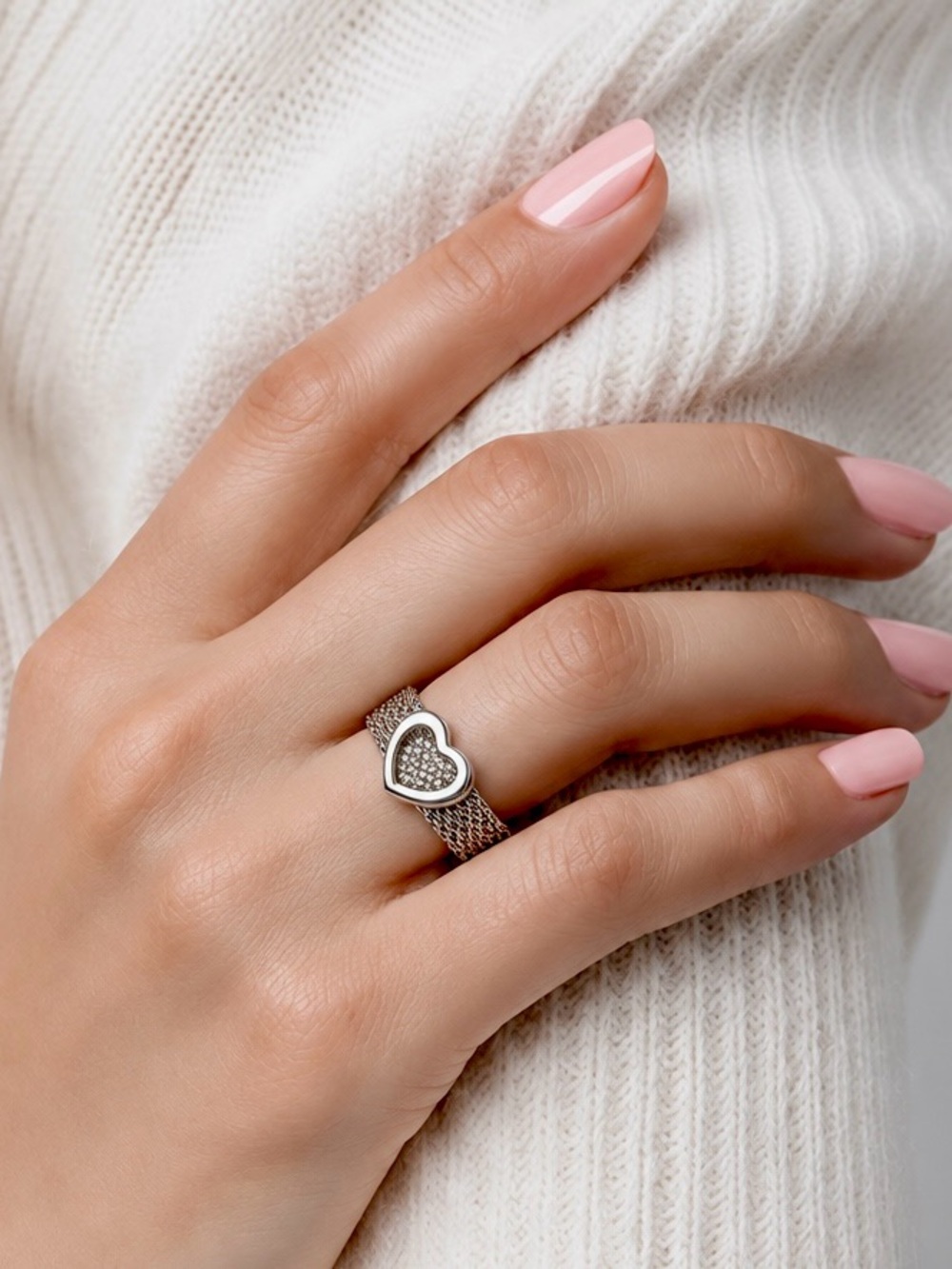 Tiffany & Co. Silver Heart Mesh Ring
